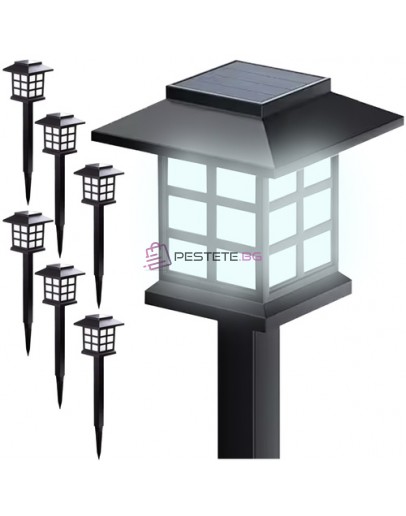 LED соларни градински лампи комплект от 6 къщички